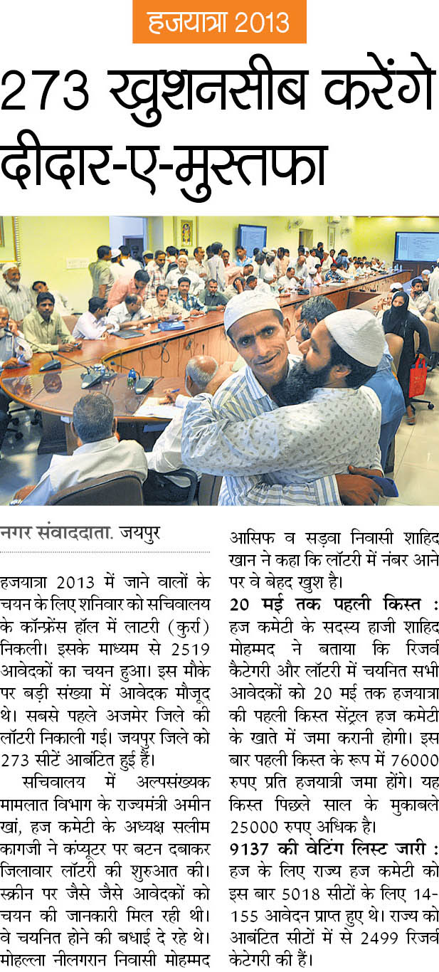 हज 2013- 84 की किस्मत खुली अल्लाह के घर हाजरी देने की ….
