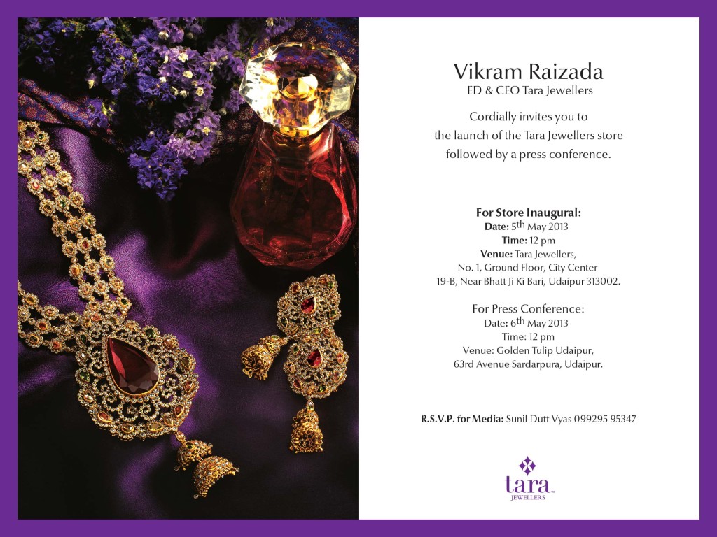 Media Invite-Tara Jewellers launches new store in Udaipur