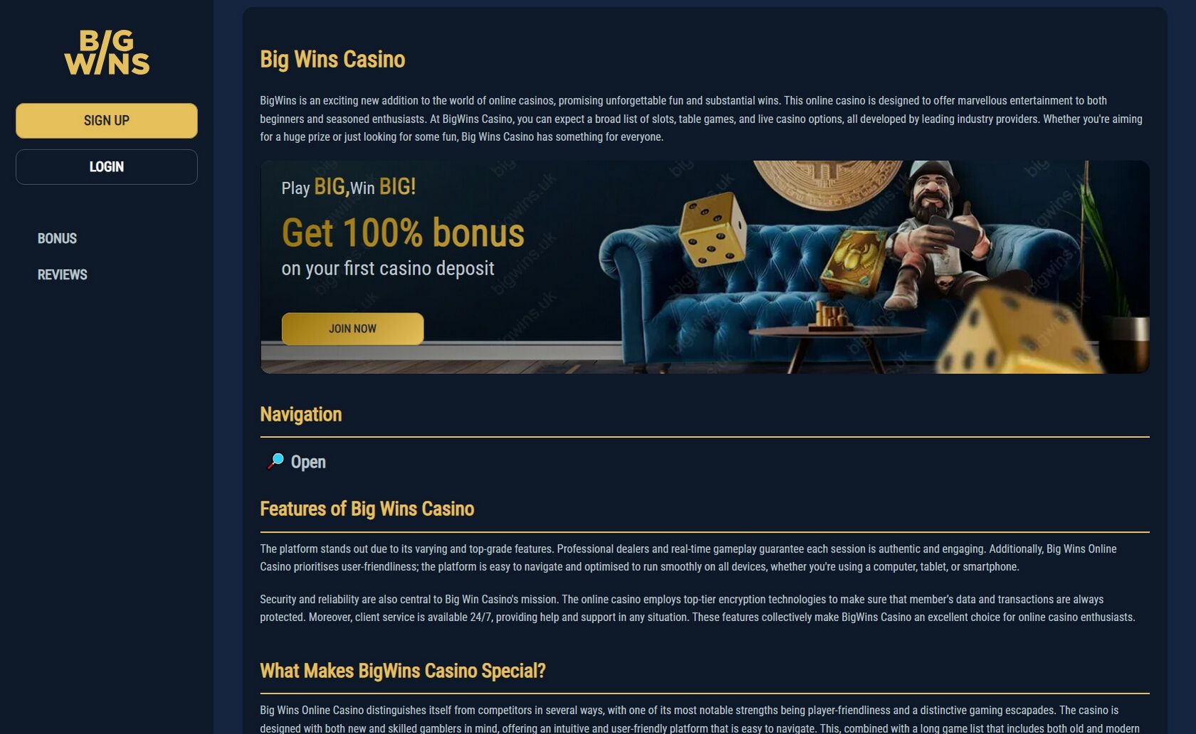 BigWins Casino site